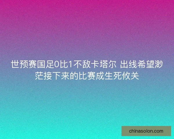 世预赛国足0比1不敌卡塔尔 出线希望渺茫接下来的比赛成生死攸关