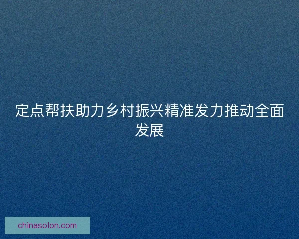 定点帮扶助力乡村振兴精准发力推动全面发展 定点帮扶助力乡村振兴精准发力推动全面发展